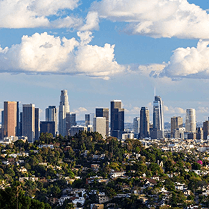 Downtown Los Angeles skyline and clouds
